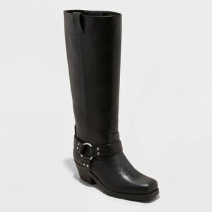 Universal Thread - Women's Oakley Wide Calf Harness Boots with Memory Black